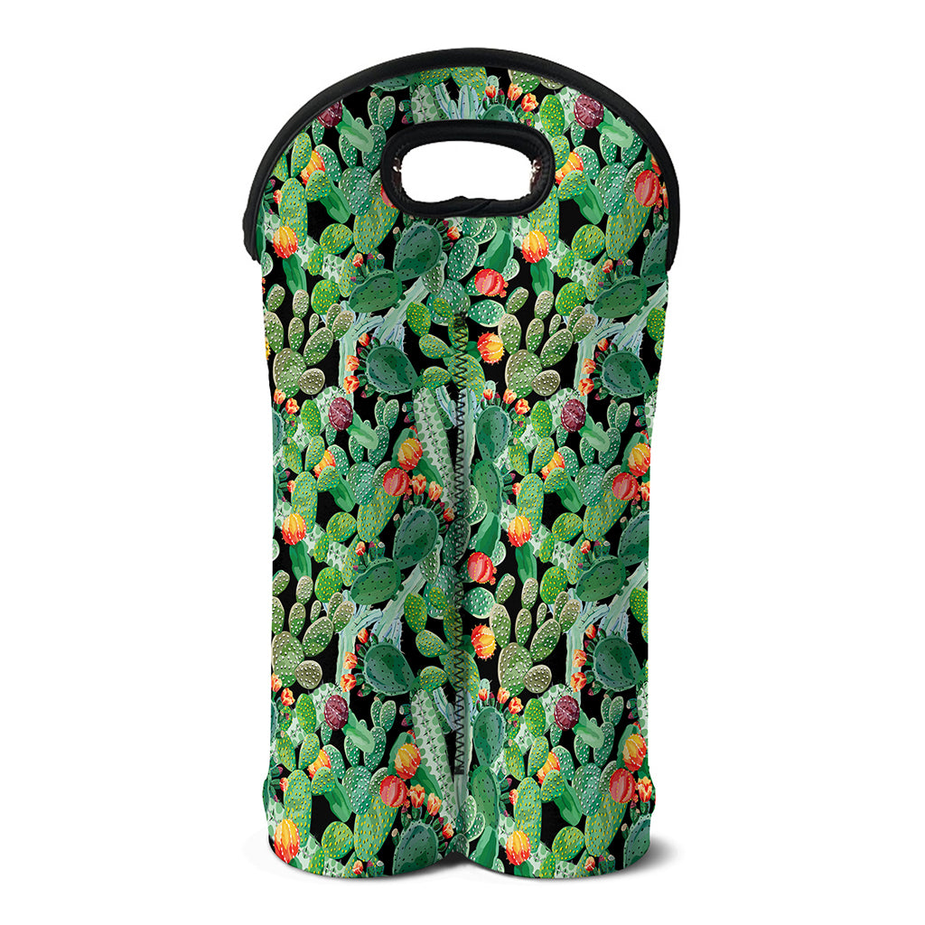 Watercolor Cactus Plant Print Double Neoprene Wine Tote