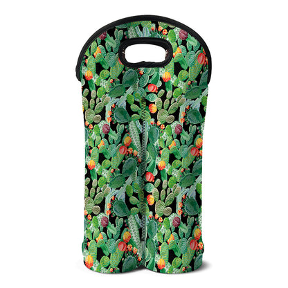 Watercolor Cactus Plant Print Double Neoprene Wine Tote
