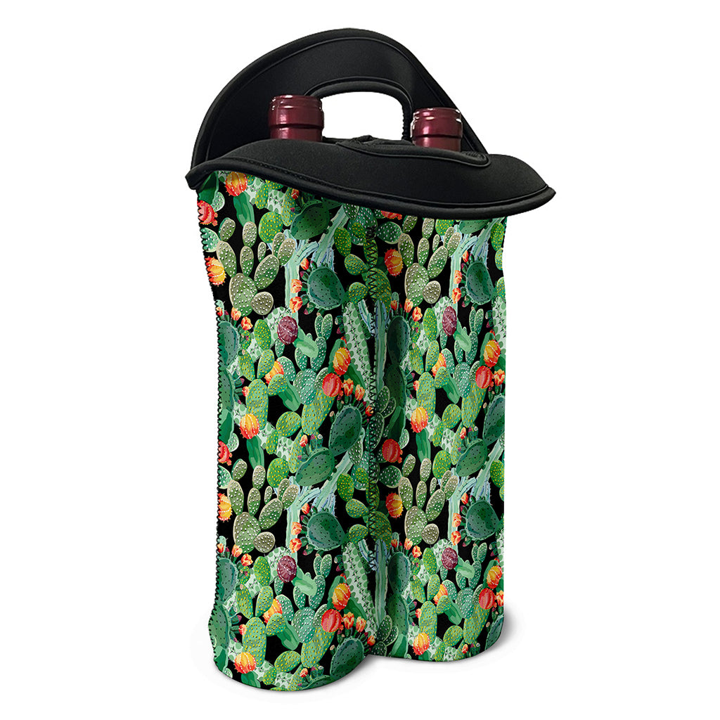 Watercolor Cactus Plant Print Double Neoprene Wine Tote