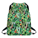 Watercolor Cactus Plant Print Drawstring Backpack