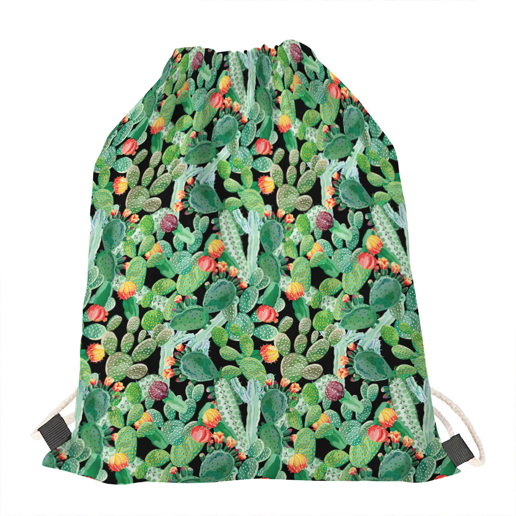 Watercolor Cactus Plant Print Drawstring Bag