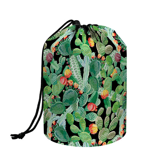 Watercolor Cactus Plant Print Drawstring Makeup Bag