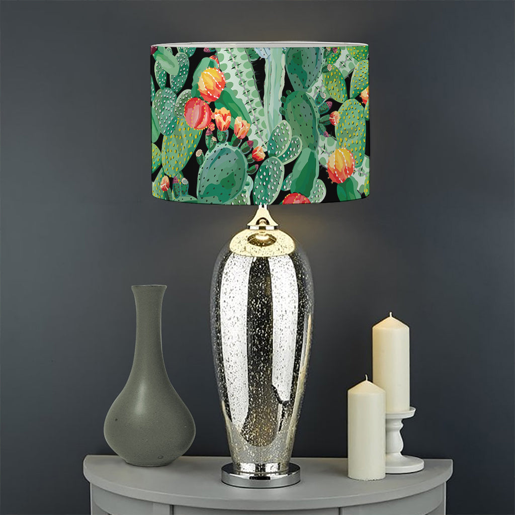 Watercolor Cactus Plant Print Drum Lamp Shade