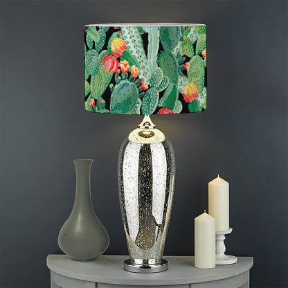 Watercolor Cactus Plant Print Drum Lamp Shade