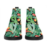 Watercolor Cactus Plant Print Flat Ankle Boots