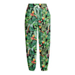 Watercolor Cactus Plant Print Fleece Lined Knit Pants