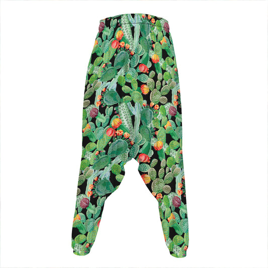 Watercolor Cactus Plant Print Hammer Pants