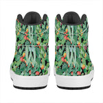 Watercolor Cactus Plant Print High Top Leather Sneakers