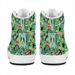 Watercolor Cactus Plant Print High Top Leather Sneakers