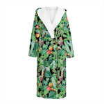 Watercolor Cactus Plant Print Hooded Bathrobe