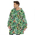 Watercolor Cactus Plant Print Hoodie Blanket