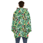 Watercolor Cactus Plant Print Hoodie Blanket