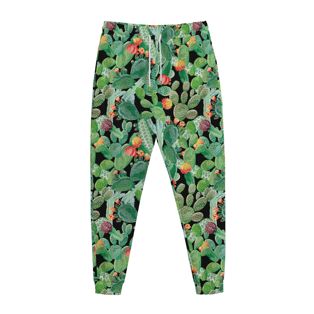 Watercolor Cactus Plant Print Jogger Pants
