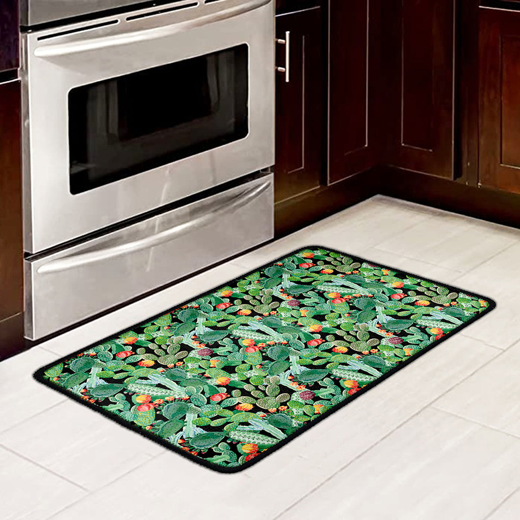Watercolor Cactus Plant Print Kitchen Mat