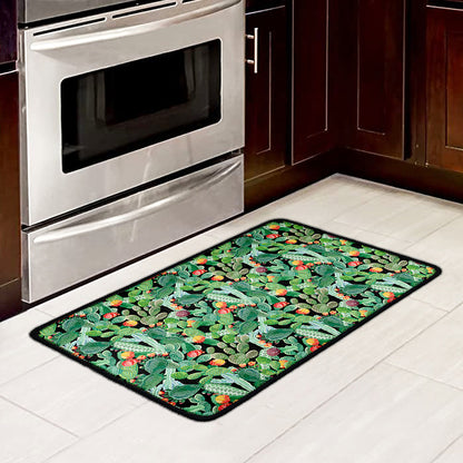Watercolor Cactus Plant Print Kitchen Mat