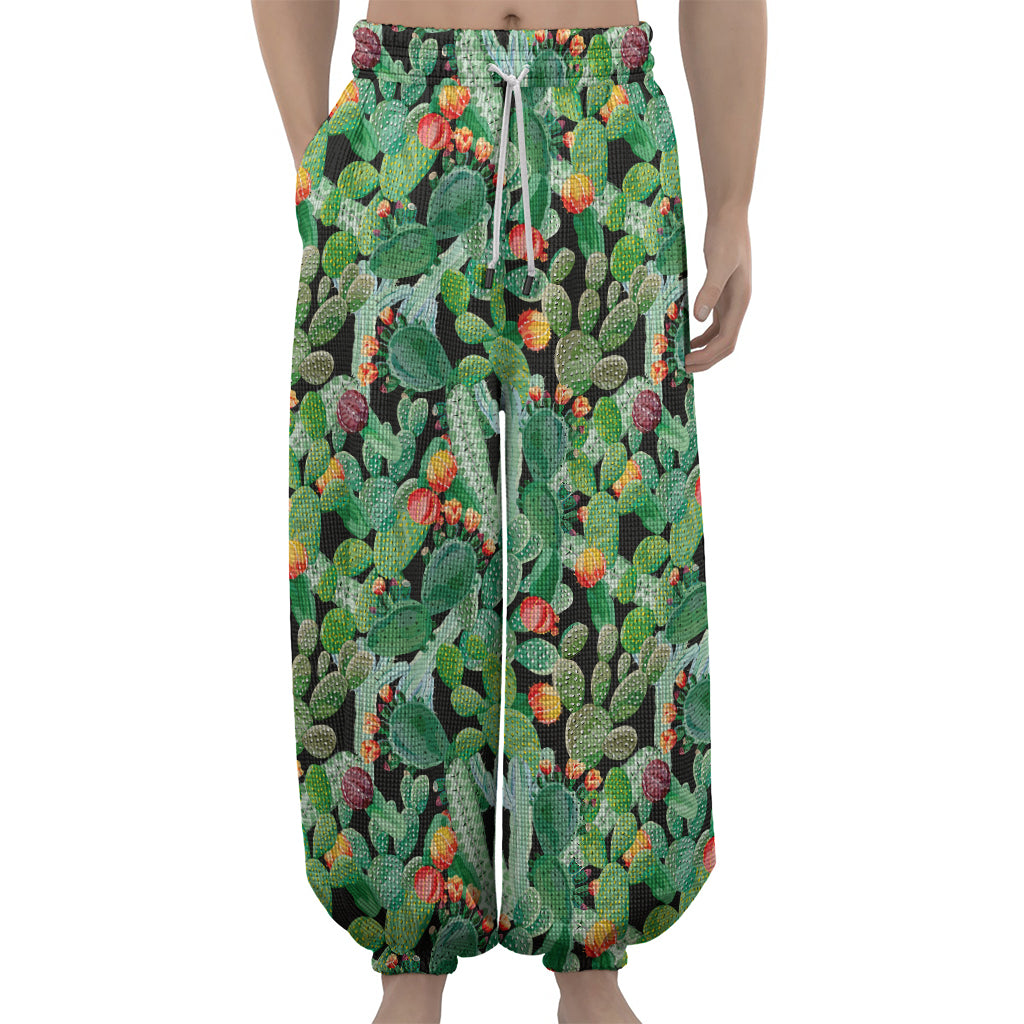 Watercolor Cactus Plant Print Lantern Pants