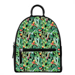 Watercolor Cactus Plant Print Leather Backpack