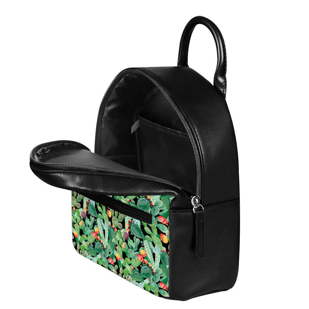 cactus leather backpack Watercolor Cactus Plant Print Leather Backpack