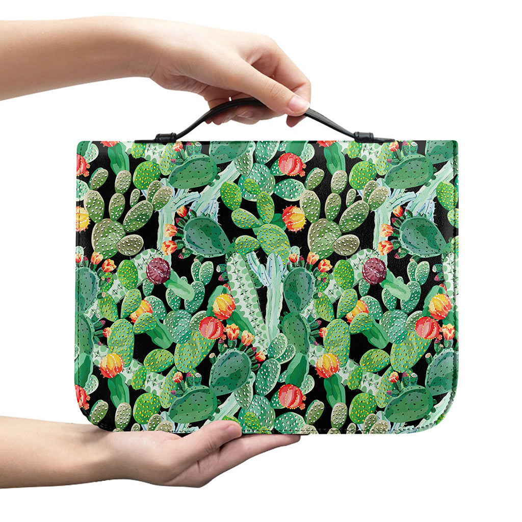 Watercolor Cactus Plant Print Leather Bible Cover
