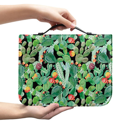 Watercolor Cactus Plant Print Leather Bible Cover