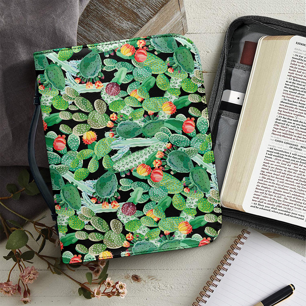 Watercolor Cactus Plant Print Leather Bible Cover
