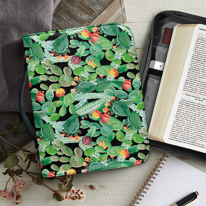 Watercolor Cactus Plant Print Leather Bible Cover
