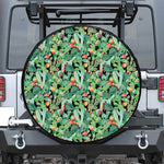 Watercolor Cactus Plant Print Leather Spare Tire Cover
