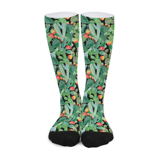 Watercolor Cactus Plant Print Long Socks