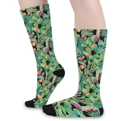 Watercolor Cactus Plant Print Long Socks