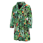 Watercolor Cactus Plant Print Men's Bathrobe