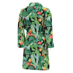 Watercolor Cactus Plant Print Men's Bathrobe