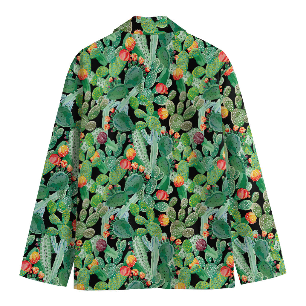 Watercolor Cactus Plant Print Men's Blazer
