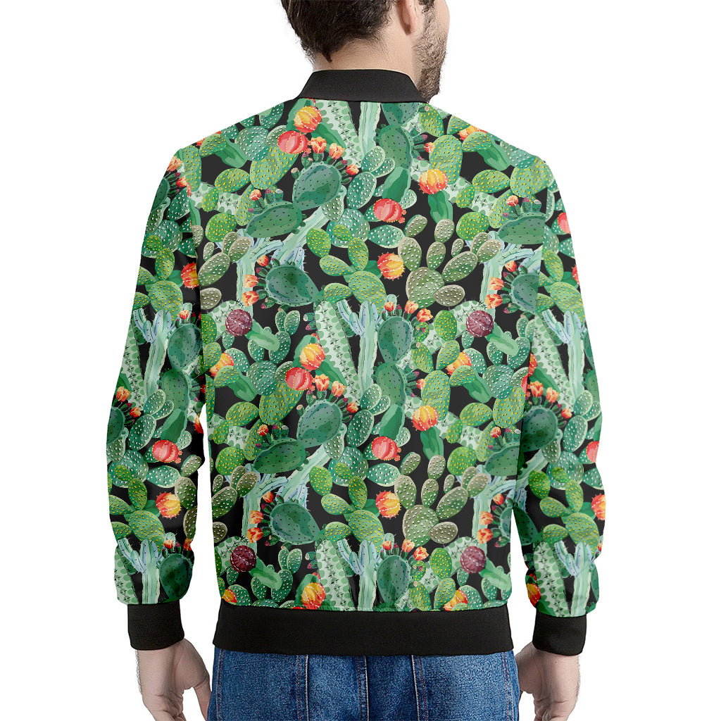 Watercolor Cactus Plant Print Men's Bomber Jacket