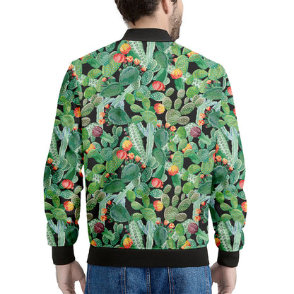 Watercolor Cactus Plant Print Men's Bomber Jacket