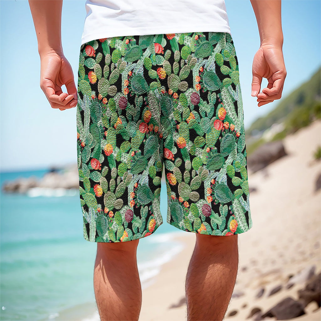 Watercolor Cactus Plant Print Men's Cargo Shorts