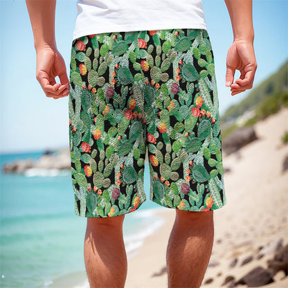 Watercolor Cactus Plant Print Men's Cargo Shorts