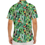 Watercolor Cactus Plant Print Men's Deep V-Neck Shirt