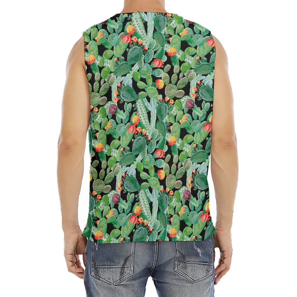 Watercolor Cactus Plant Print Men's Fitness Tank Top