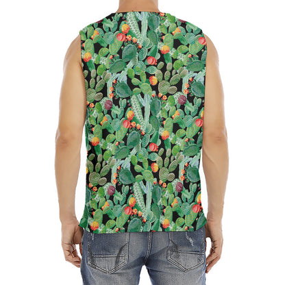 Watercolor Cactus Plant Print Men's Fitness Tank Top