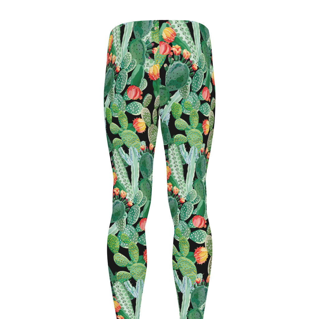 Watercolor Cactus Plant Print Men's leggings