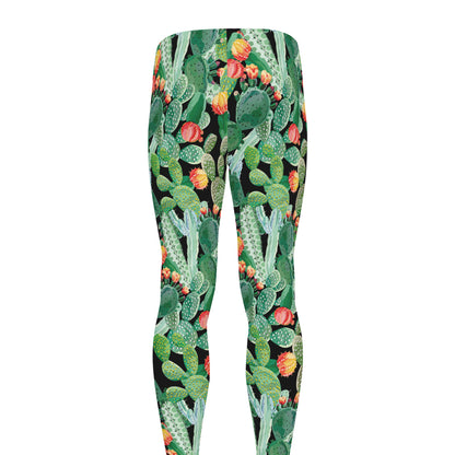 Watercolor Cactus Plant Print Men's leggings