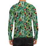 Watercolor Cactus Plant Print Men's Long Sleeve Rash Guard