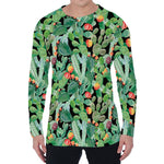 Watercolor Cactus Plant Print Men's Long Sleeve T-Shirt