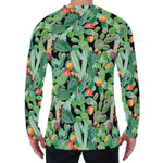 Watercolor Cactus Plant Print Men's Long Sleeve T-Shirt