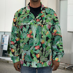Watercolor Cactus Plant Print Men's Shirt Jacket