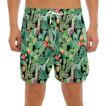 Watercolor Cactus Plant Print Men's Split Running Shorts