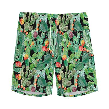Watercolor Cactus Plant Print Men's Sports Shorts