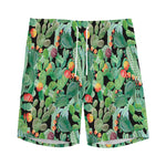 Watercolor Cactus Plant Print Men's Sports Shorts