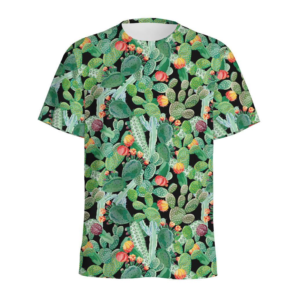 Watercolor Cactus Plant Print Men's Sports T-Shirt