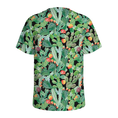 Watercolor Cactus Plant Print Men's Sports T-Shirt